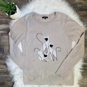 Crewneck sweater with 3 Siamese felines, size S